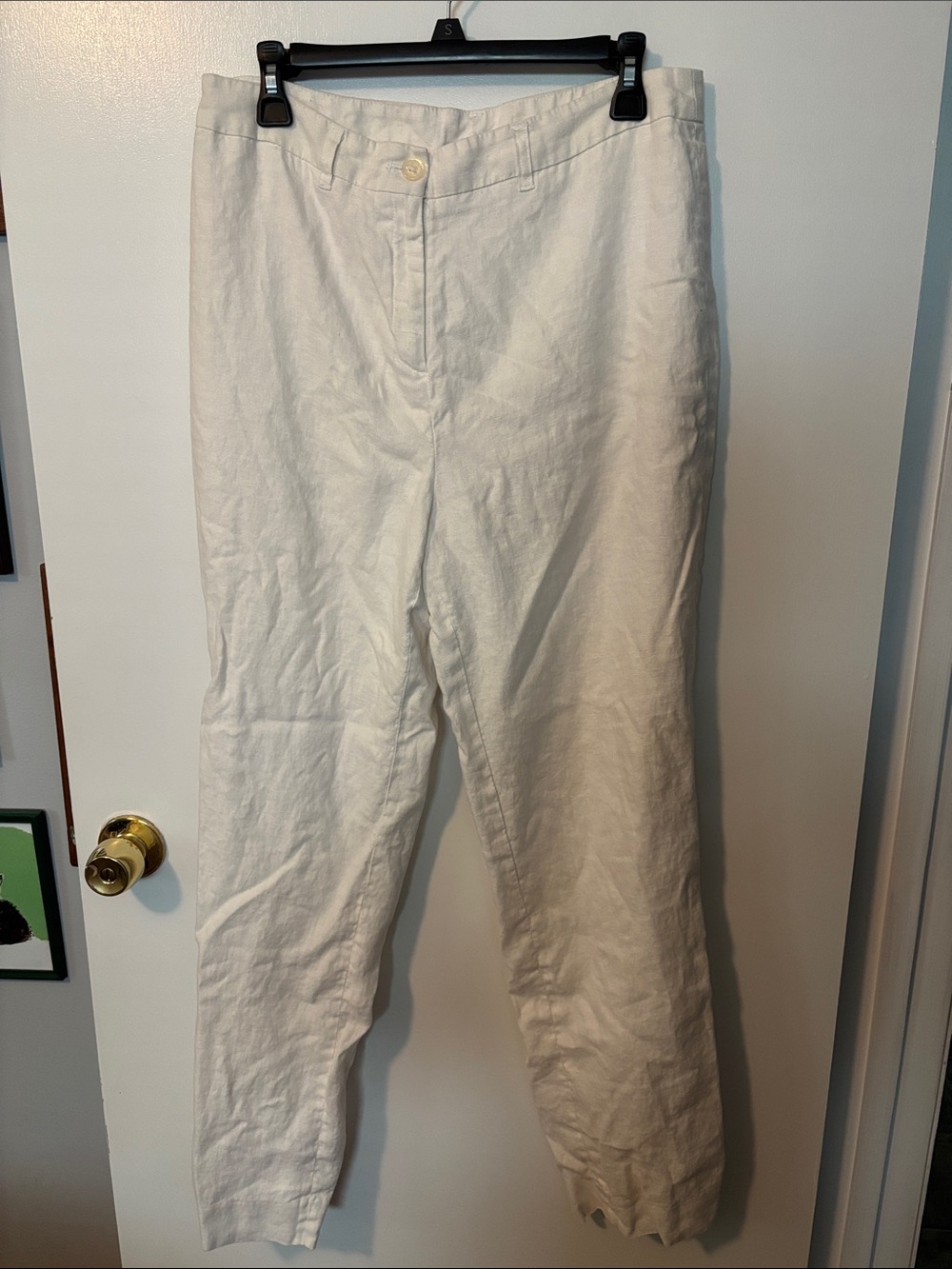 EuroSummer Coastal New England Dockside Fashion 100% Linen White Trousers 12